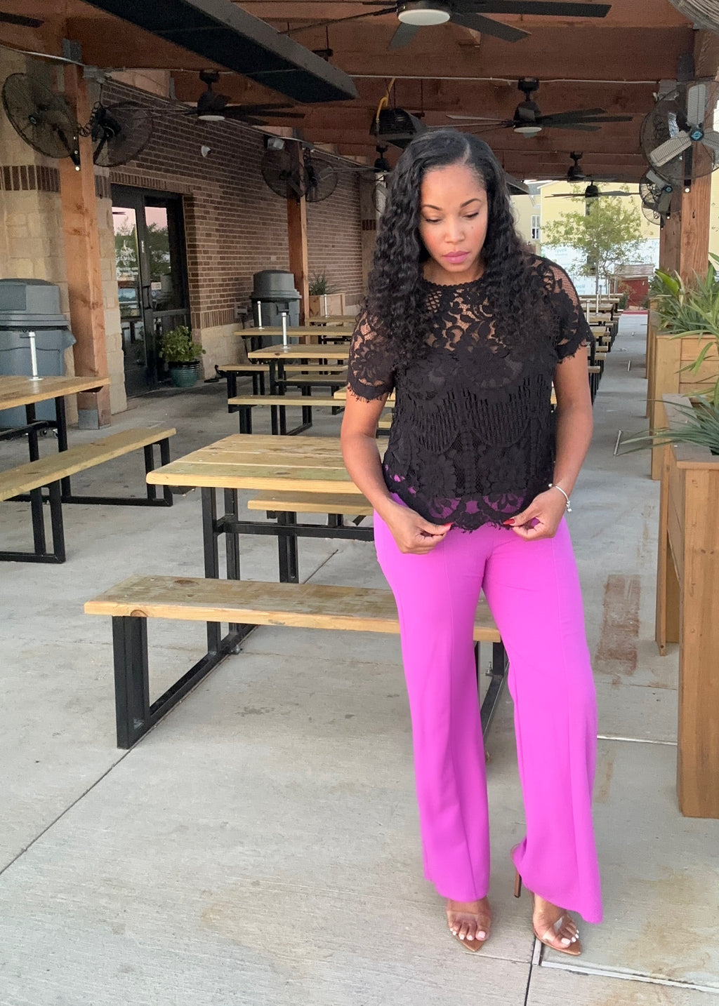 Wide Leg Casual Ankle Slit Pants