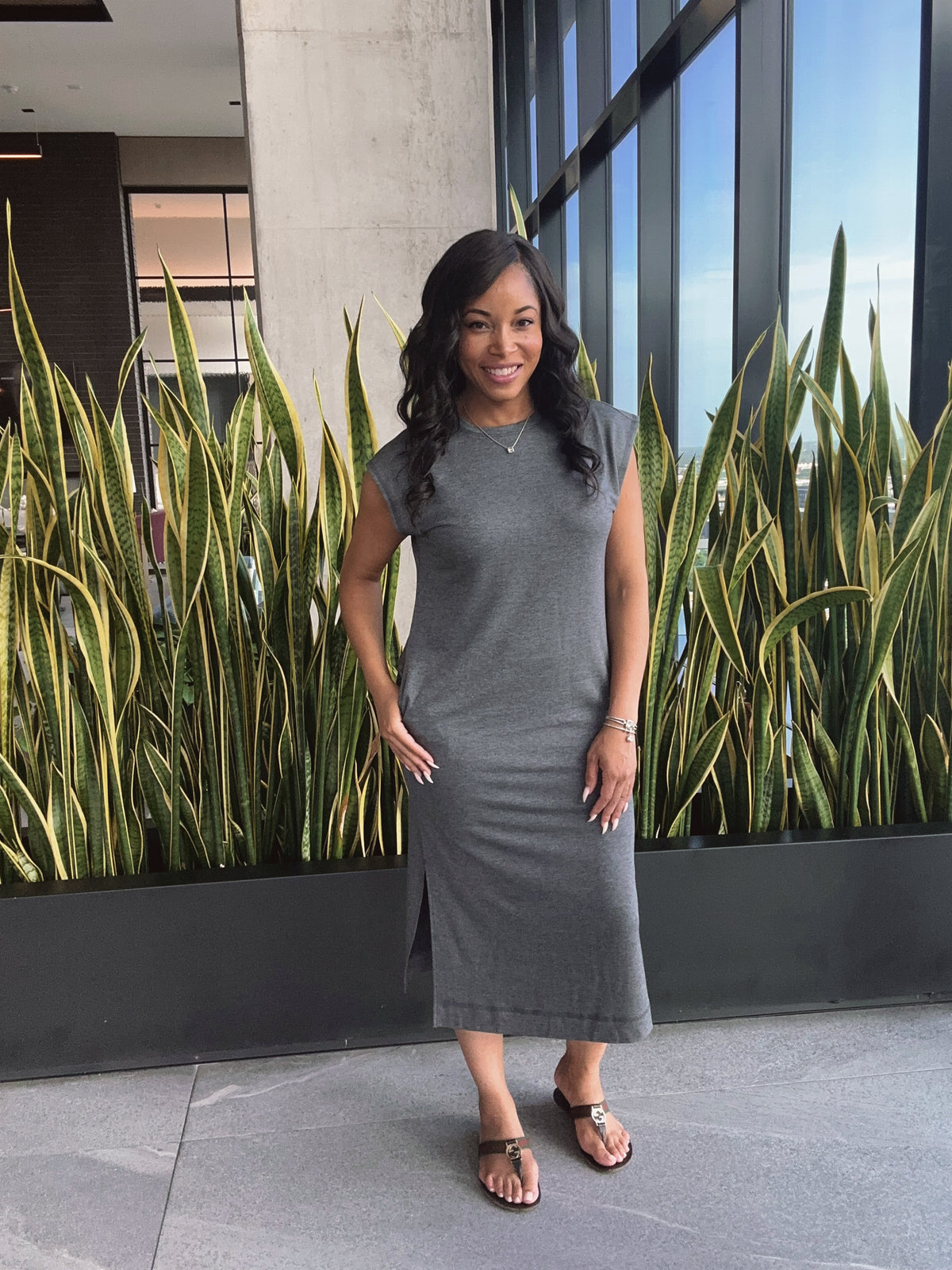 Intent II Side Slit Midi Dress