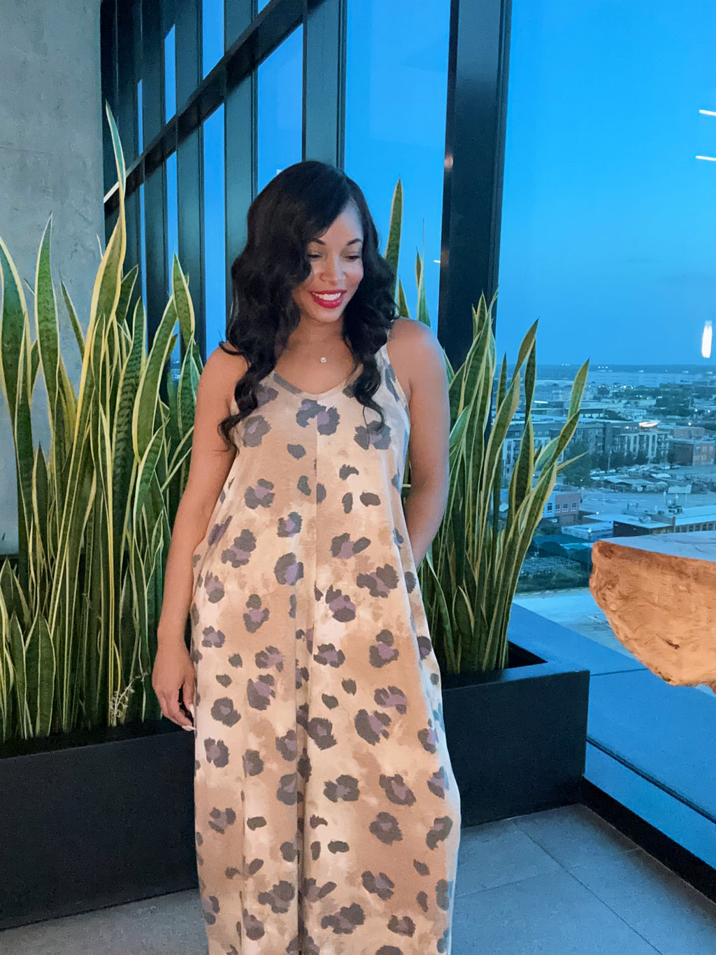 Still Leopard V Neck Maxi Dress