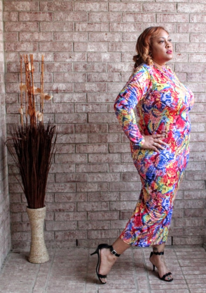 Fuse Scale Print Midi Dress