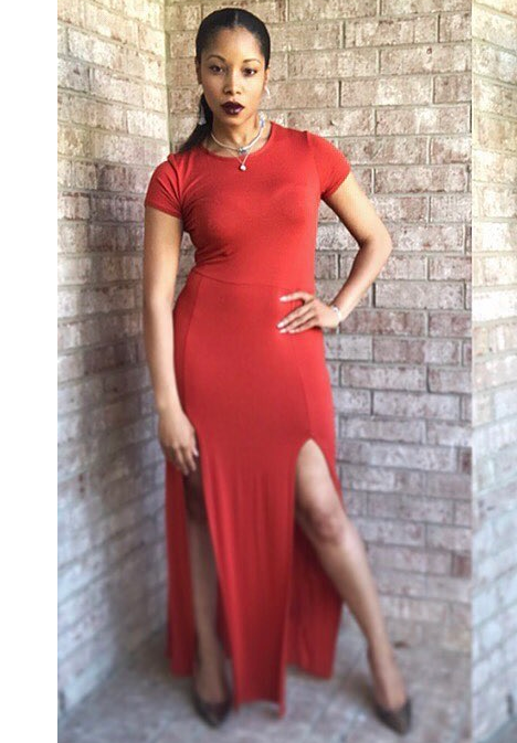 ~Burn Out Rust Double Front Slit Dress - TRUE. 
