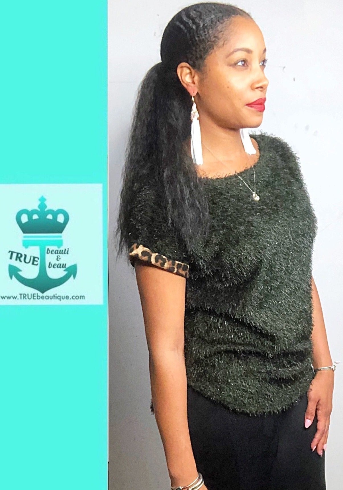 Fuzzy Love Olive Top - TRUE. 