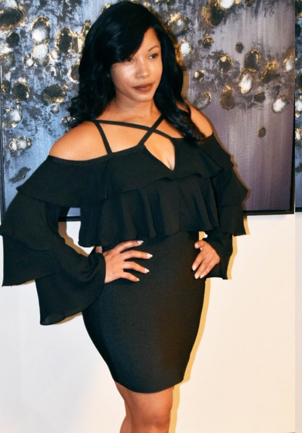 Date Night Black Midi Dress - TRUE. 