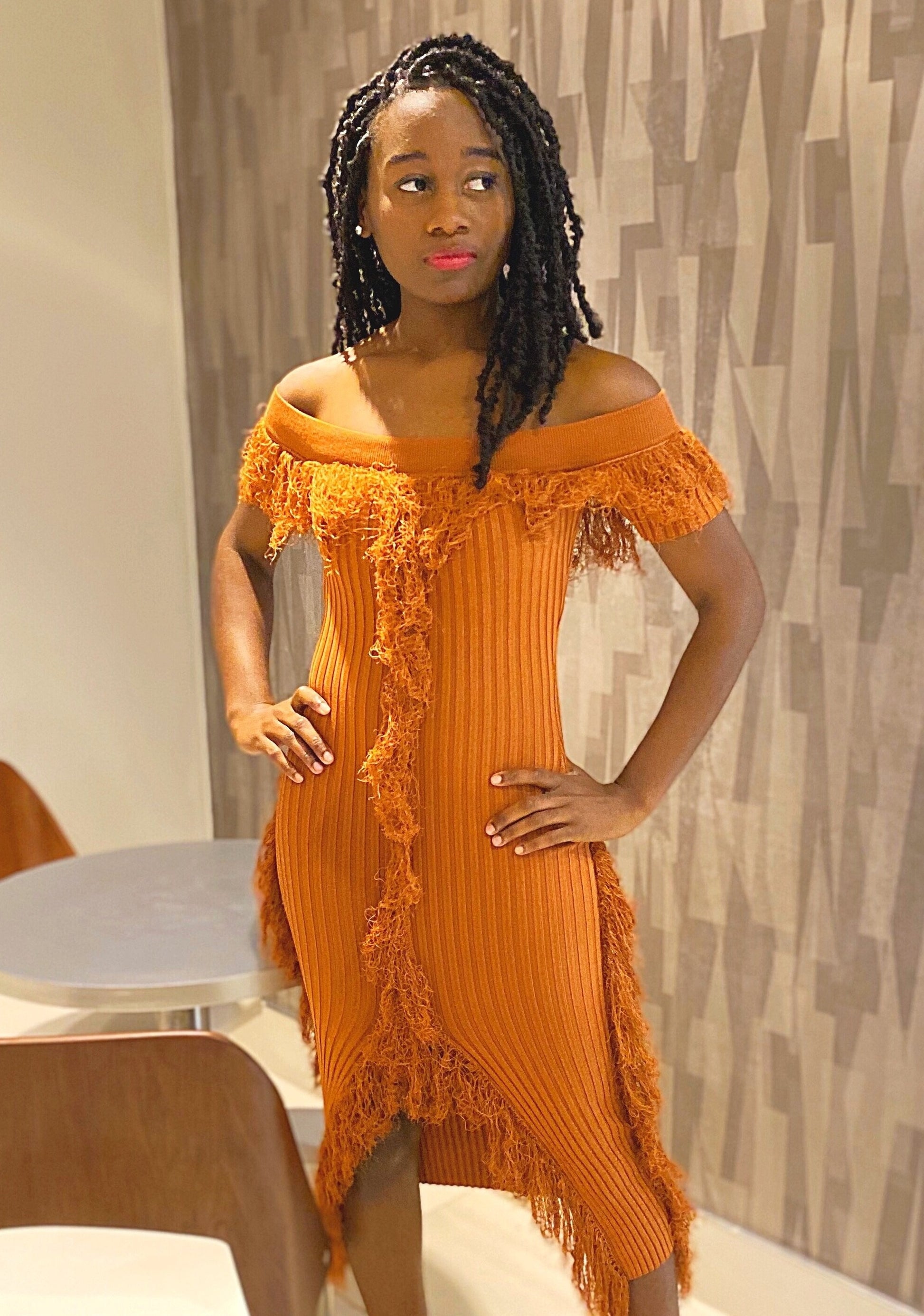 Foxy Ribbed Off The Shoulder Dress - TRUE. 