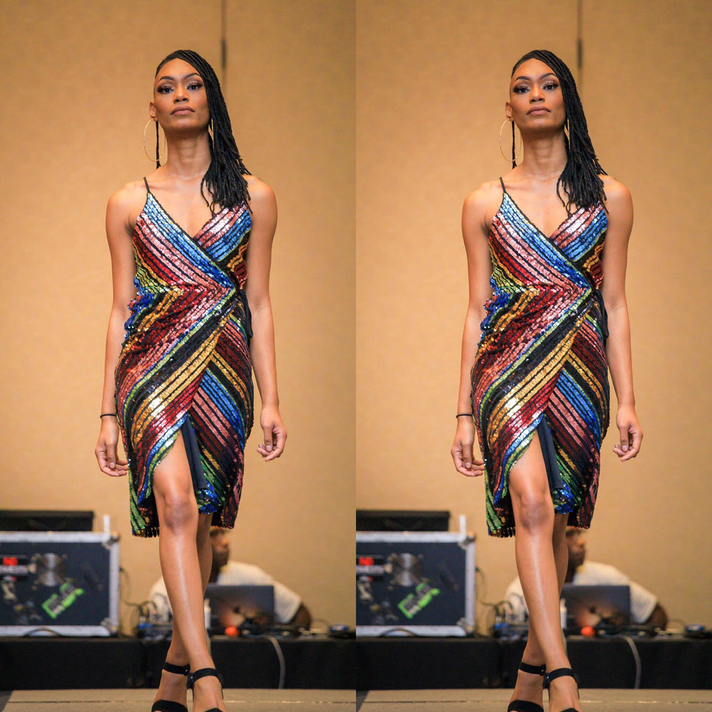 ~See Me Multicolored Sequin Wrap Dress - TRUE. 