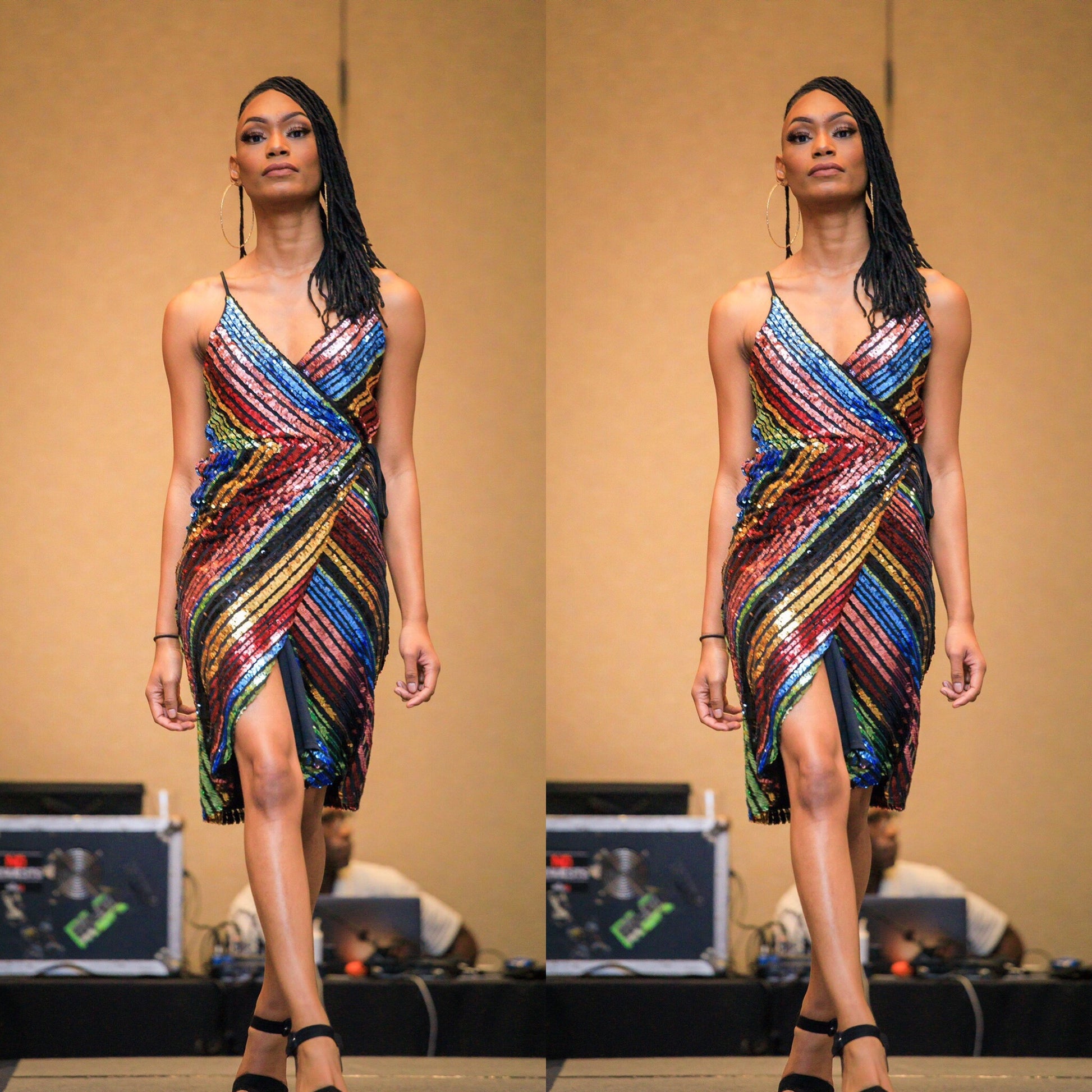 ~See Me Multicolored Sequin Wrap Dress - TRUE. 