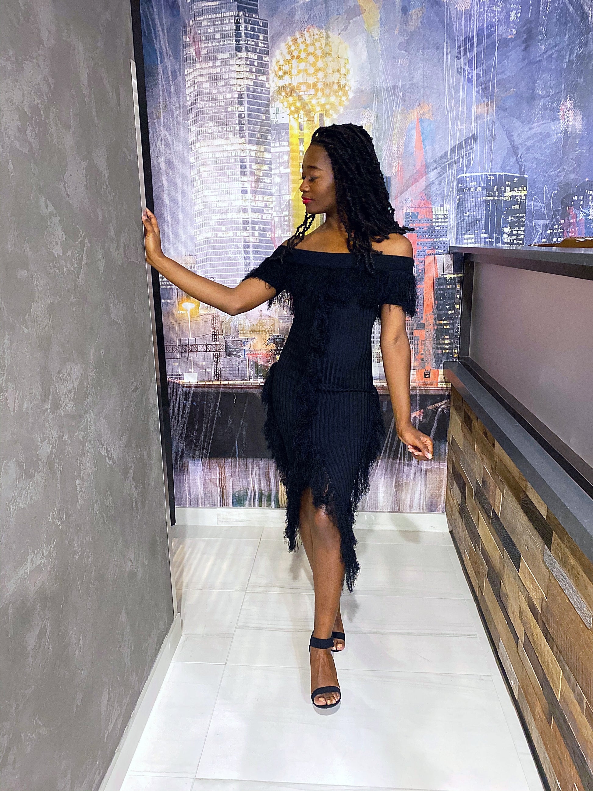 Foxy Ribbed Off The Shoulder Dress - TRUE. 