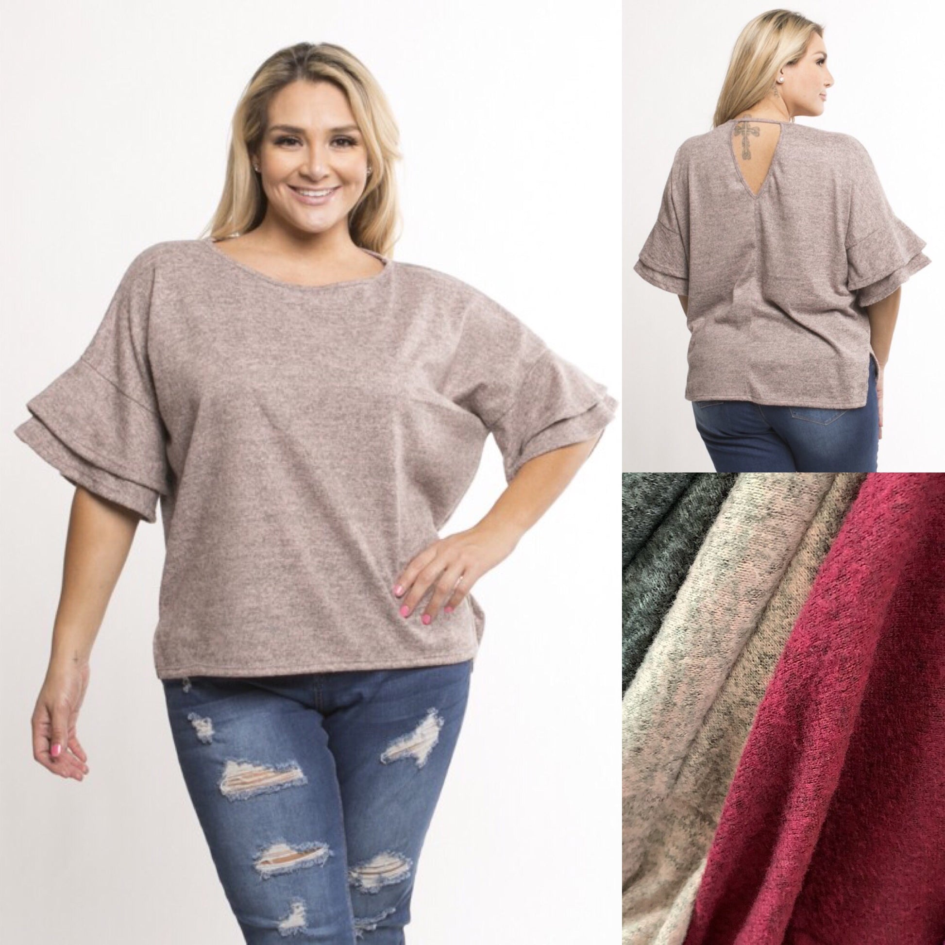 TRUE ~ Love Brush Knit Red Ruffle Top - TRUE. 