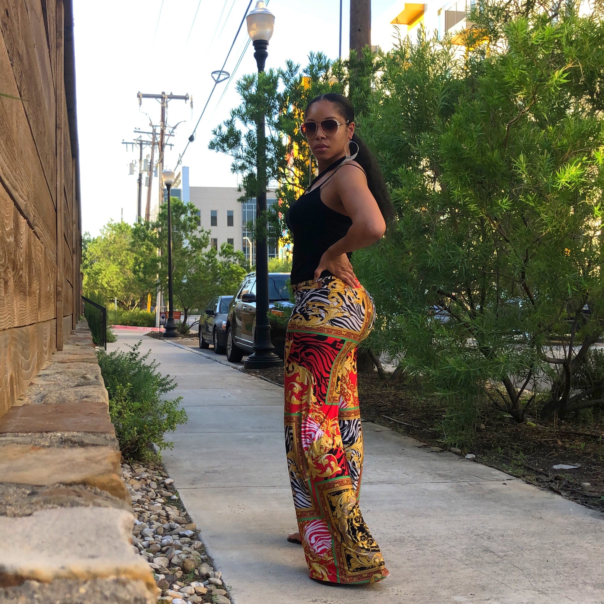 Black Joy Tank + Pants + Statement Bracelet