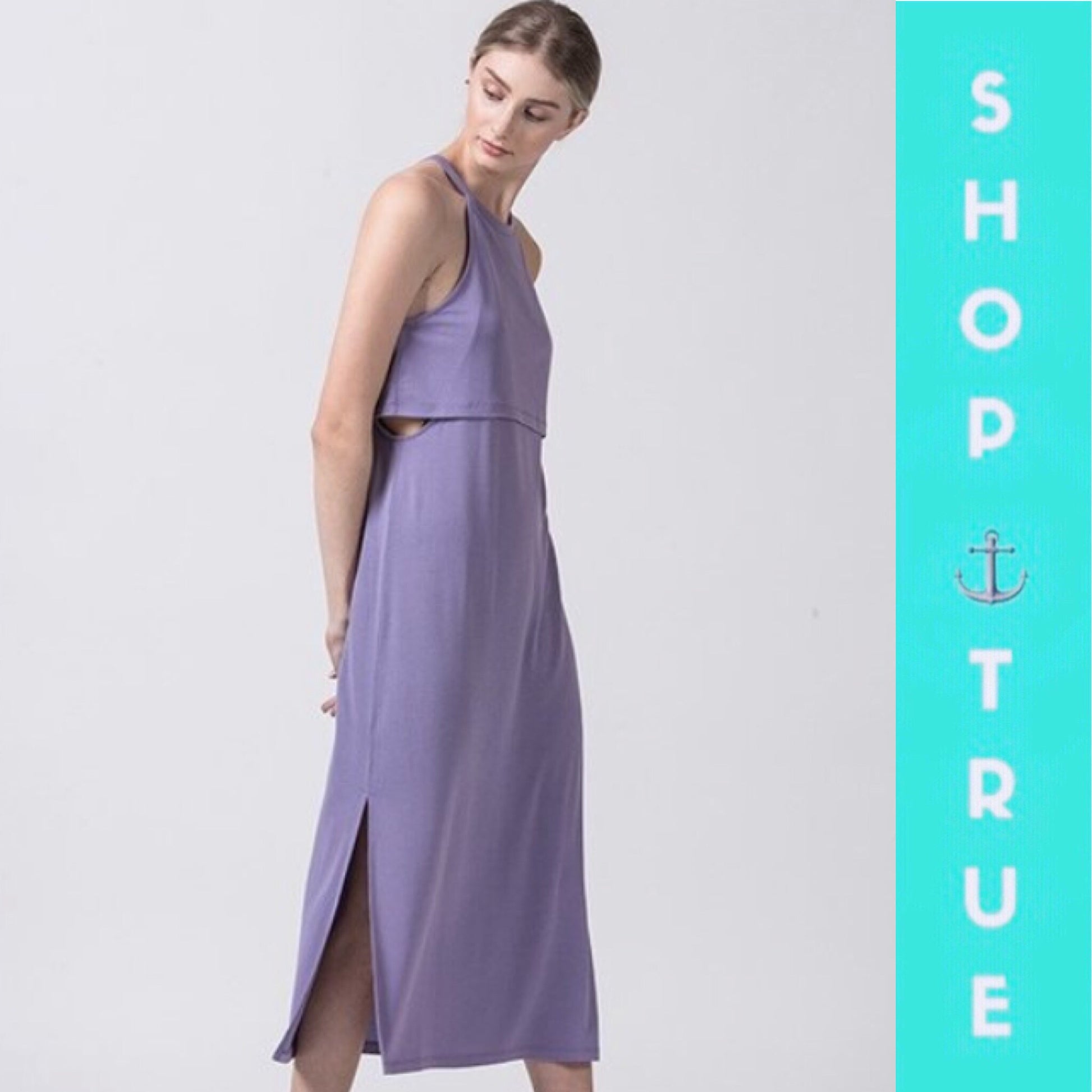 ~Lavender Love Side Split Midi  Dress - TRUE. 