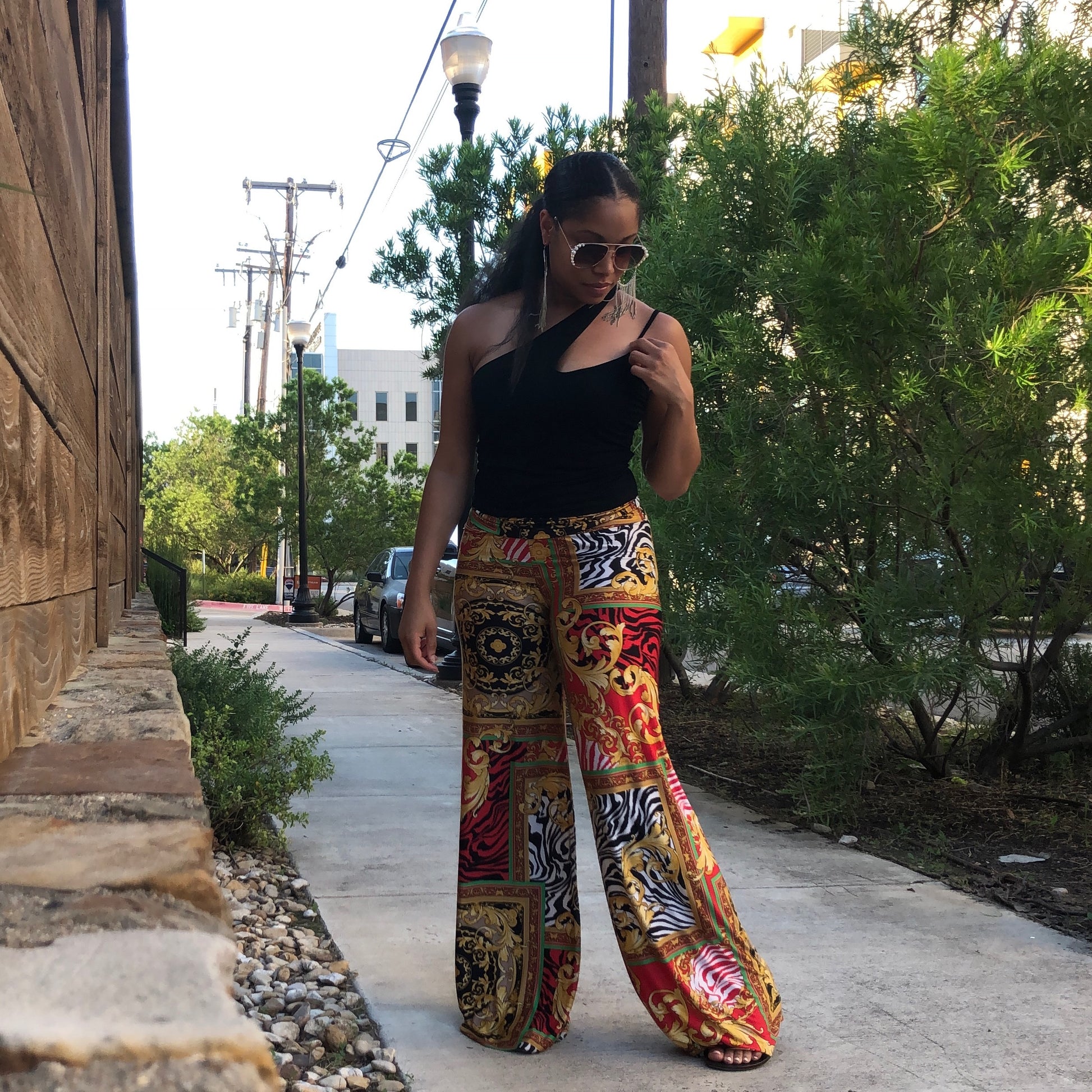 Black Joy Tank + Pants + Statement Bracelet