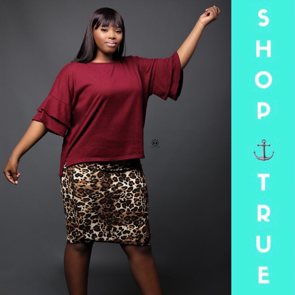 TRUE ~ Love Brush Knit Red Ruffle Top - TRUE. 