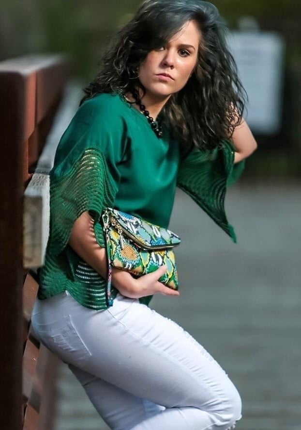 Mixed Textured Green Top - TRUE. 