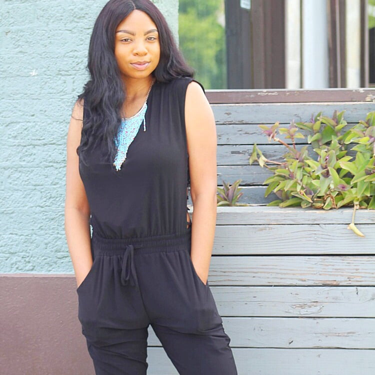 Webbie Back Cutout Pocketed Jumpsuit - TRUE. 