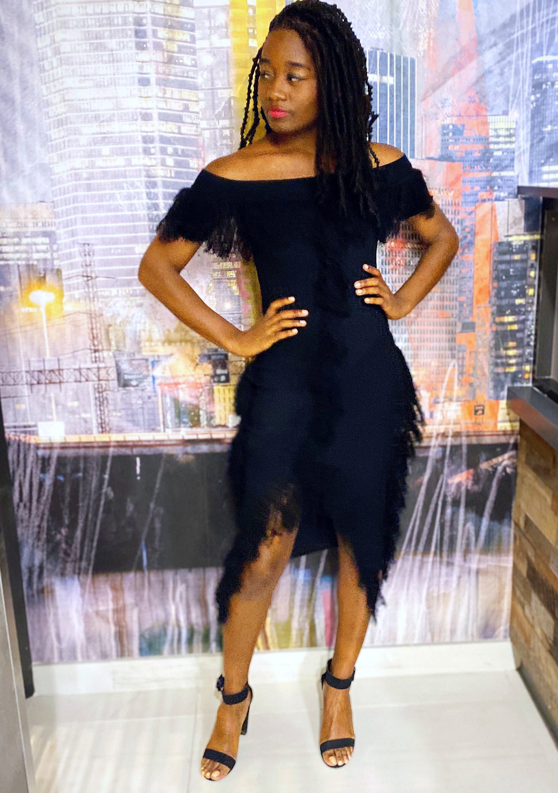 Foxy Ribbed Off The Shoulder Dress - TRUE. 