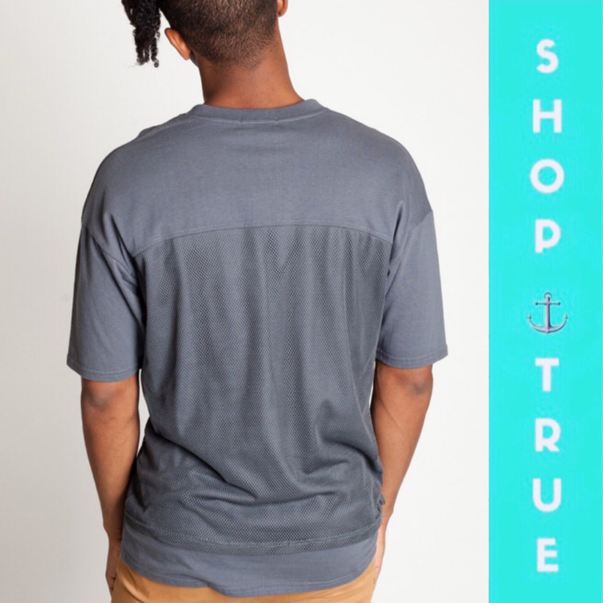 Gray Mesh Men’s Short Sleeve Shirt - TRUE. 