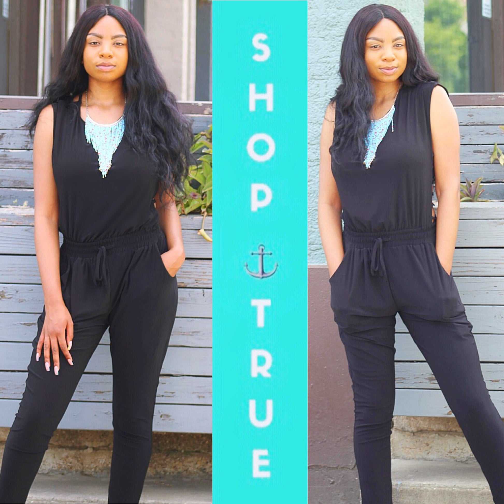 Webbie Back Cutout Pocketed Jumpsuit - TRUE. 