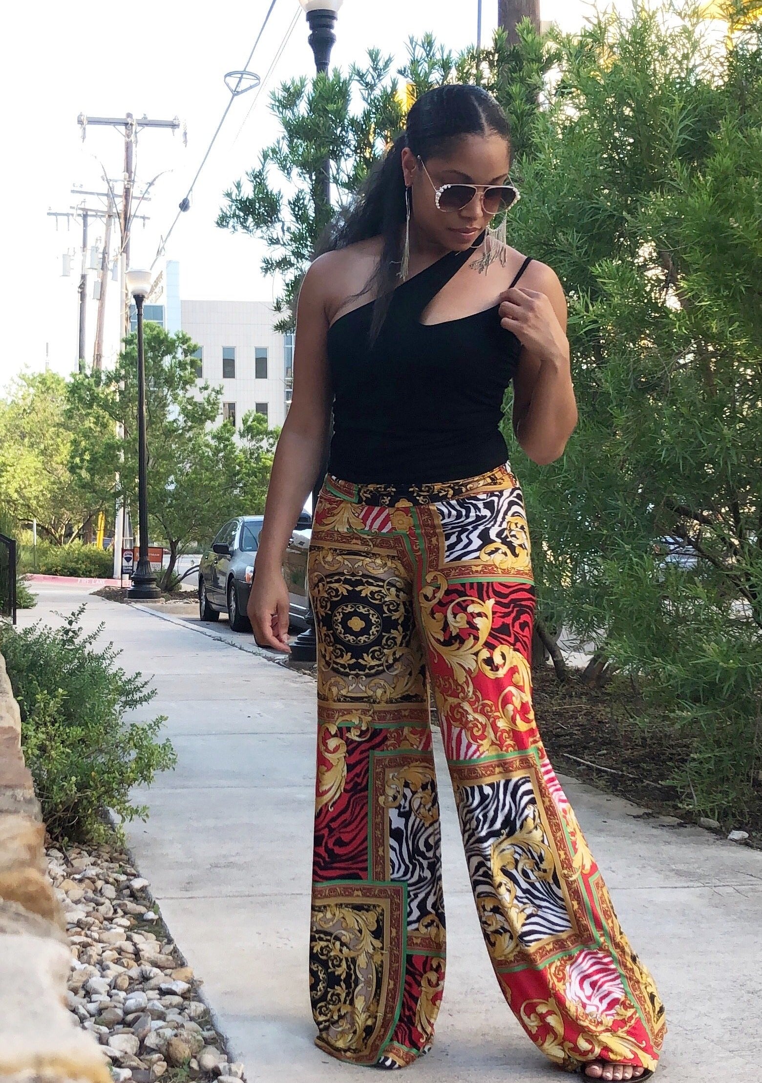 Black Joy Tank + Pants + Statement Bracelet