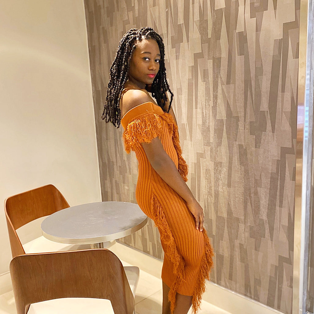 Foxy Ribbed Off The Shoulder Dress - TRUE. 