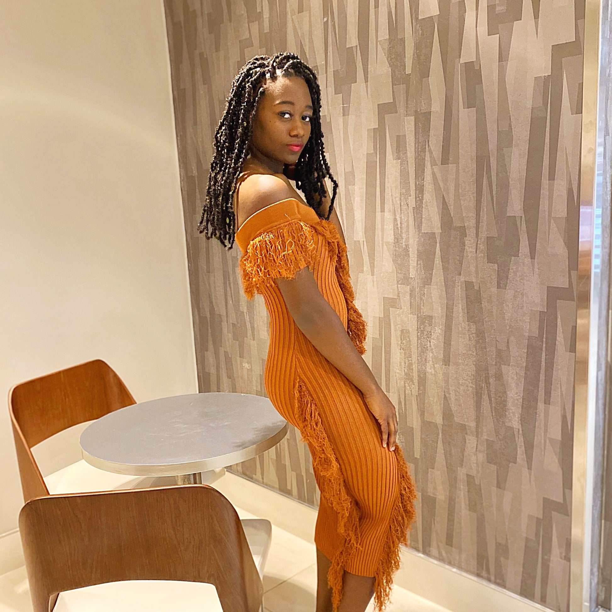 Foxy Ribbed Off The Shoulder Dress - TRUE. 