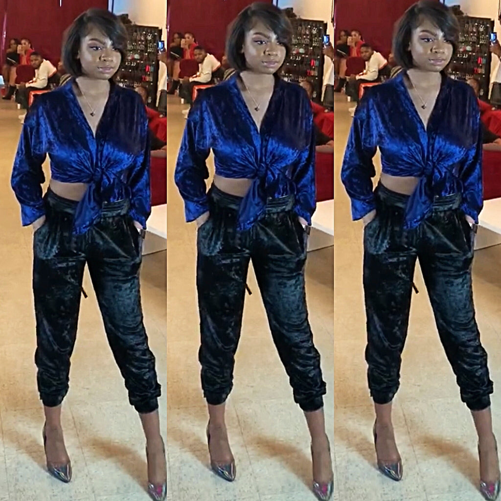 Touch Me Velvet Inspired Black Joggers - TRUE. 