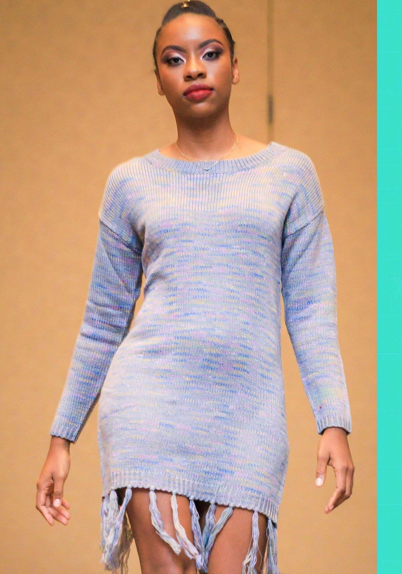 ~Marled Gray Fringe Sweater Dress - TRUE. 