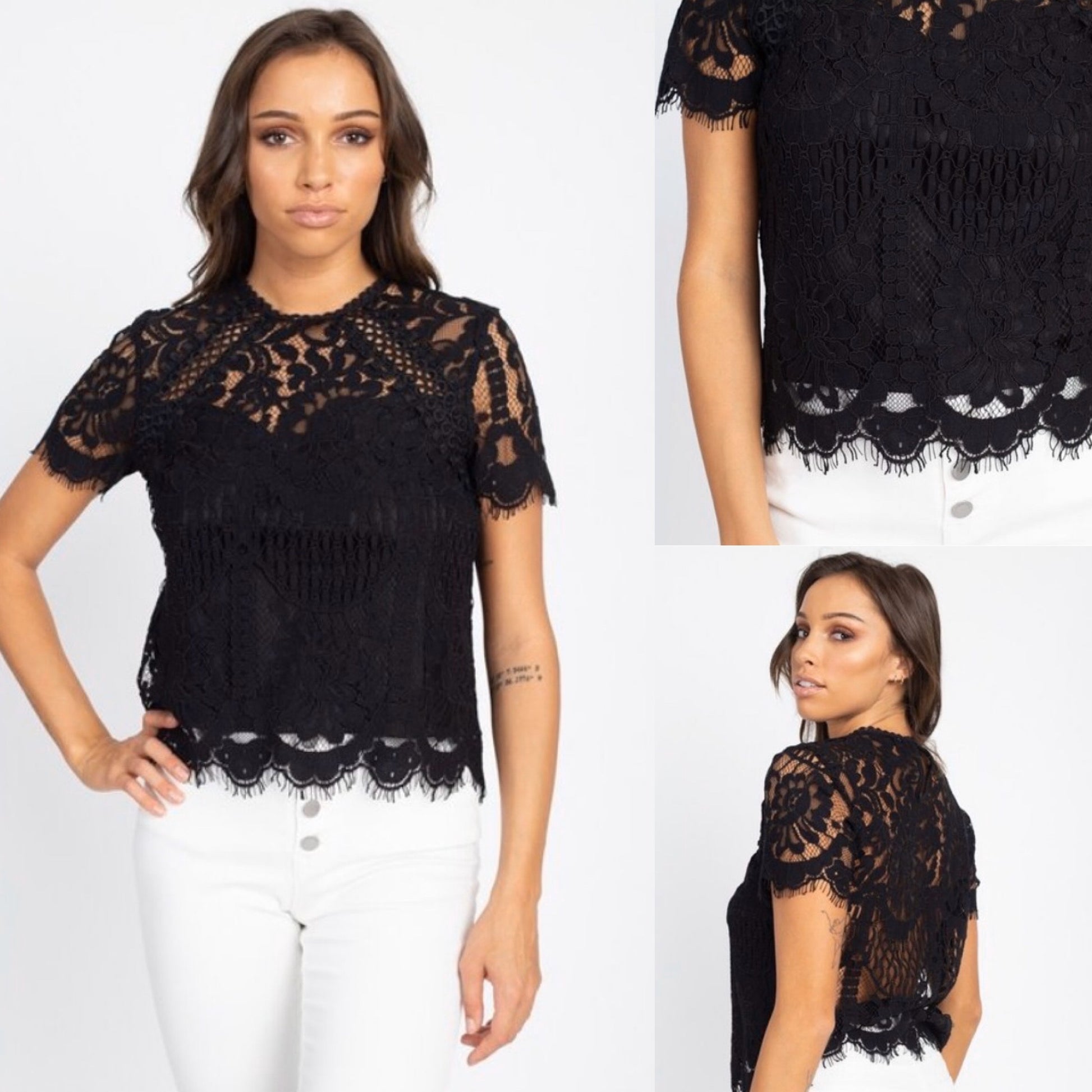 Black Floral Lace Top - TRUE. 