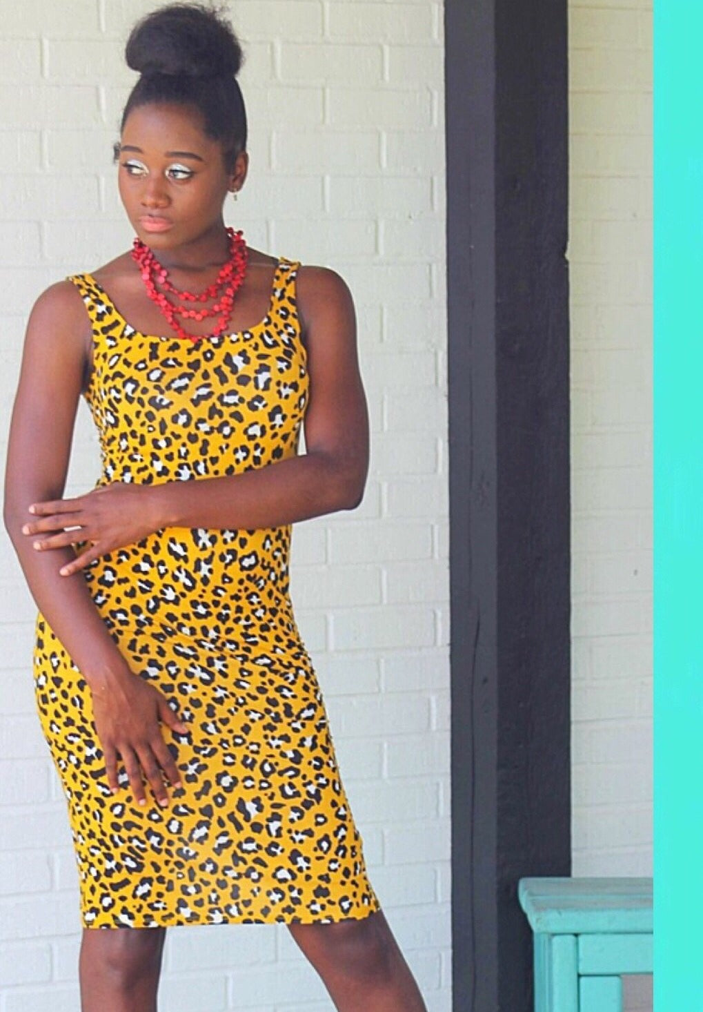 ~Safari Yellow Leopard Midi Dress - TRUE. 