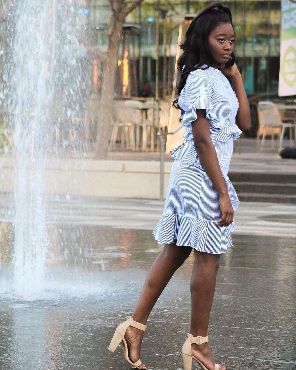 ~Forever Love Blue & White Ruffle Dress - TRUE. 