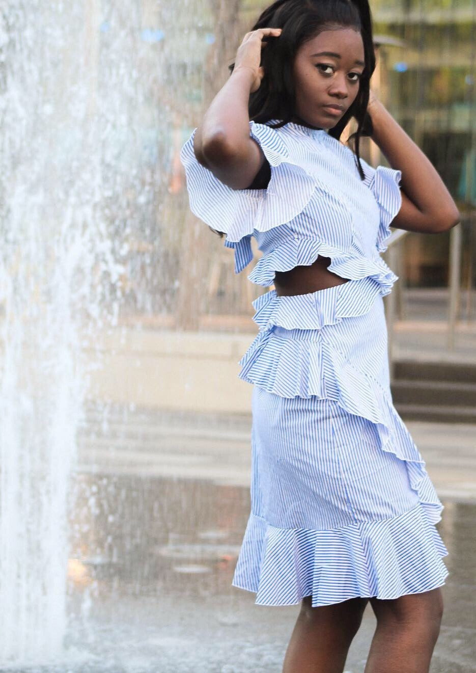 ~Forever Love Blue & White Ruffle Dress - TRUE. 